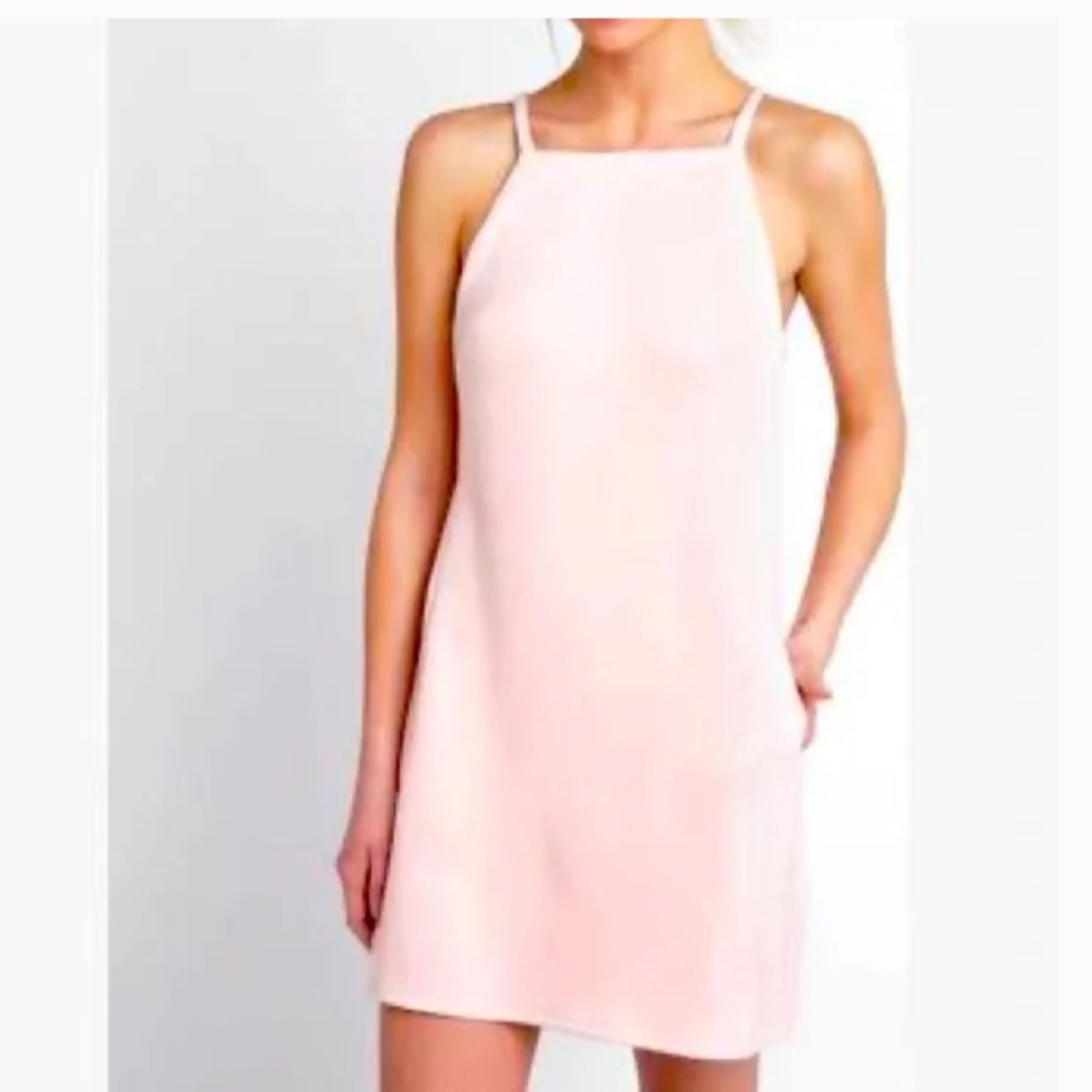 Jack by BB Dakota Pink Faux Suede Dress with pockets square neckline size small